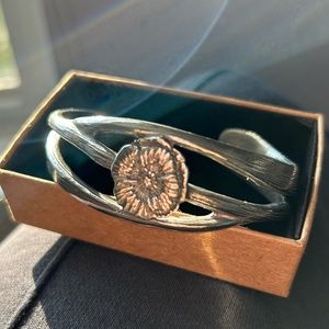 Fine Metal Poppy Flower Adjustable Bracelet (Perfect August Gift!)